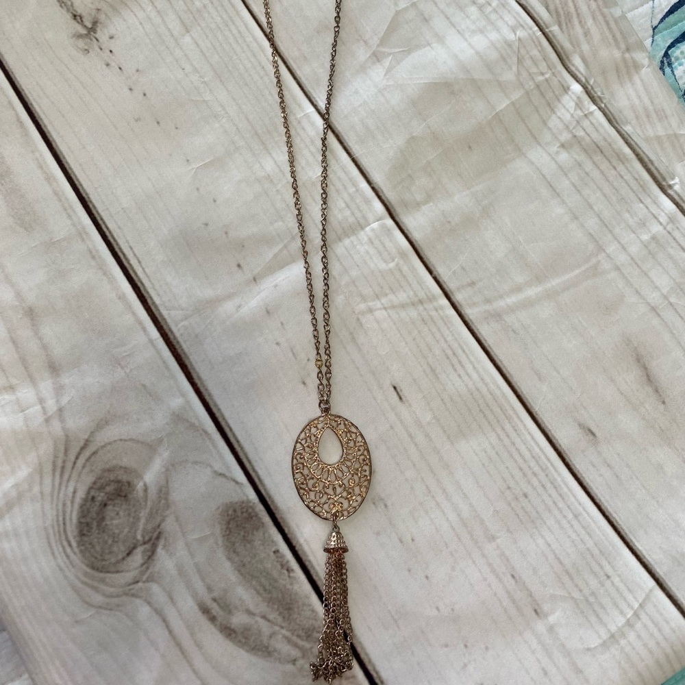 Rose Gold Long Tassel Necklace
